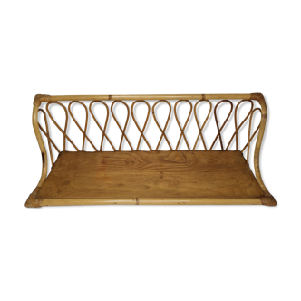 Vintage rattan wall shelf, 64 cm