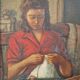 Oil painting, Woman who does sewing