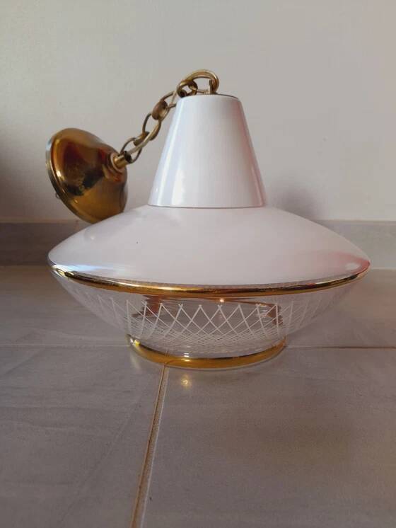 Suspension en verre sérigraphié UFO, 1970.