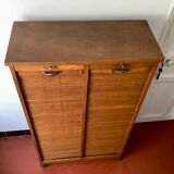 Double sliding curtain filing cabinet