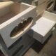 White patinated pine grain cabinet