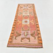 Brown & Orange Turkish Runner Rug, 92x328Cm