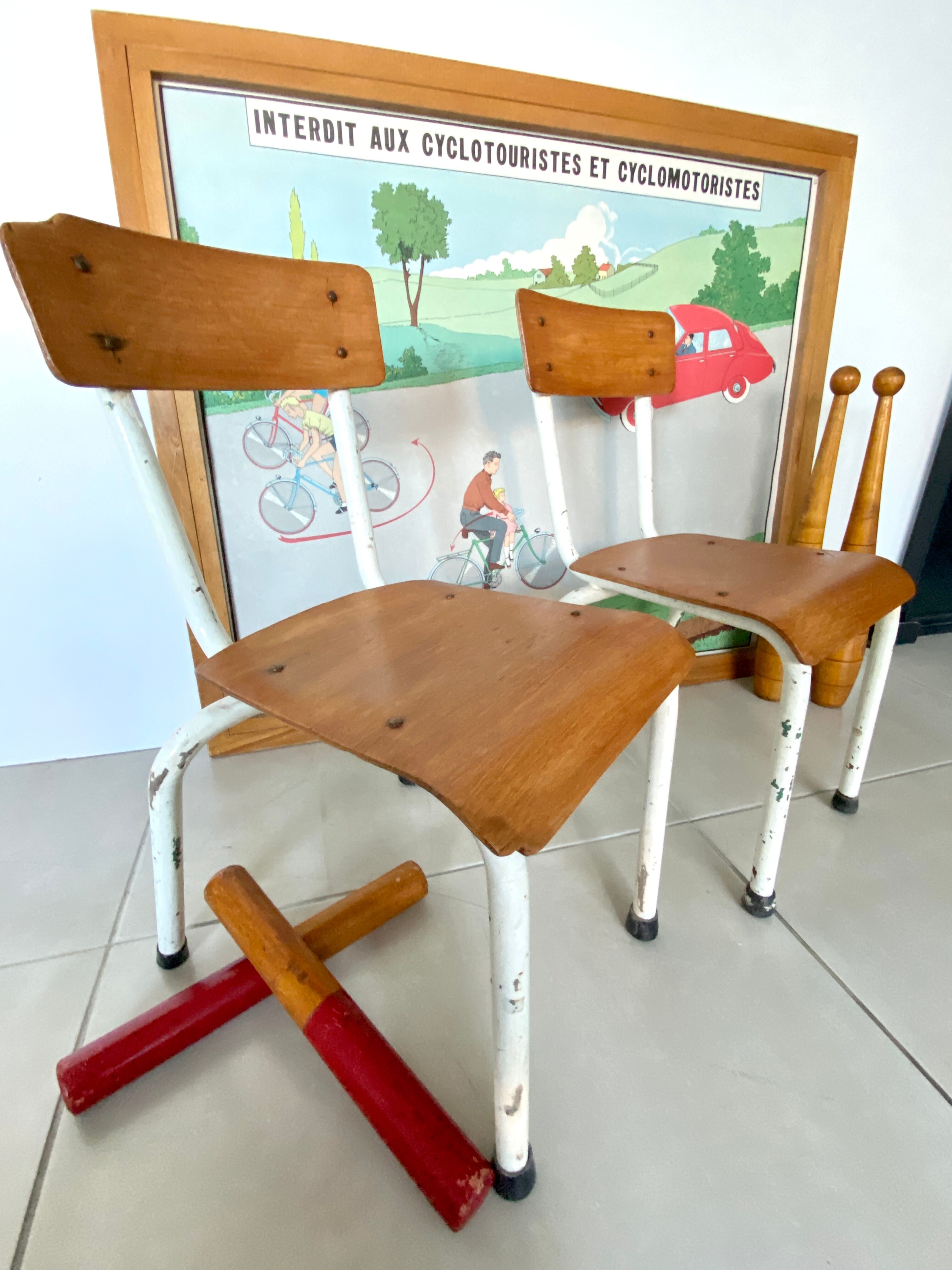 Pair of vintage school chairs