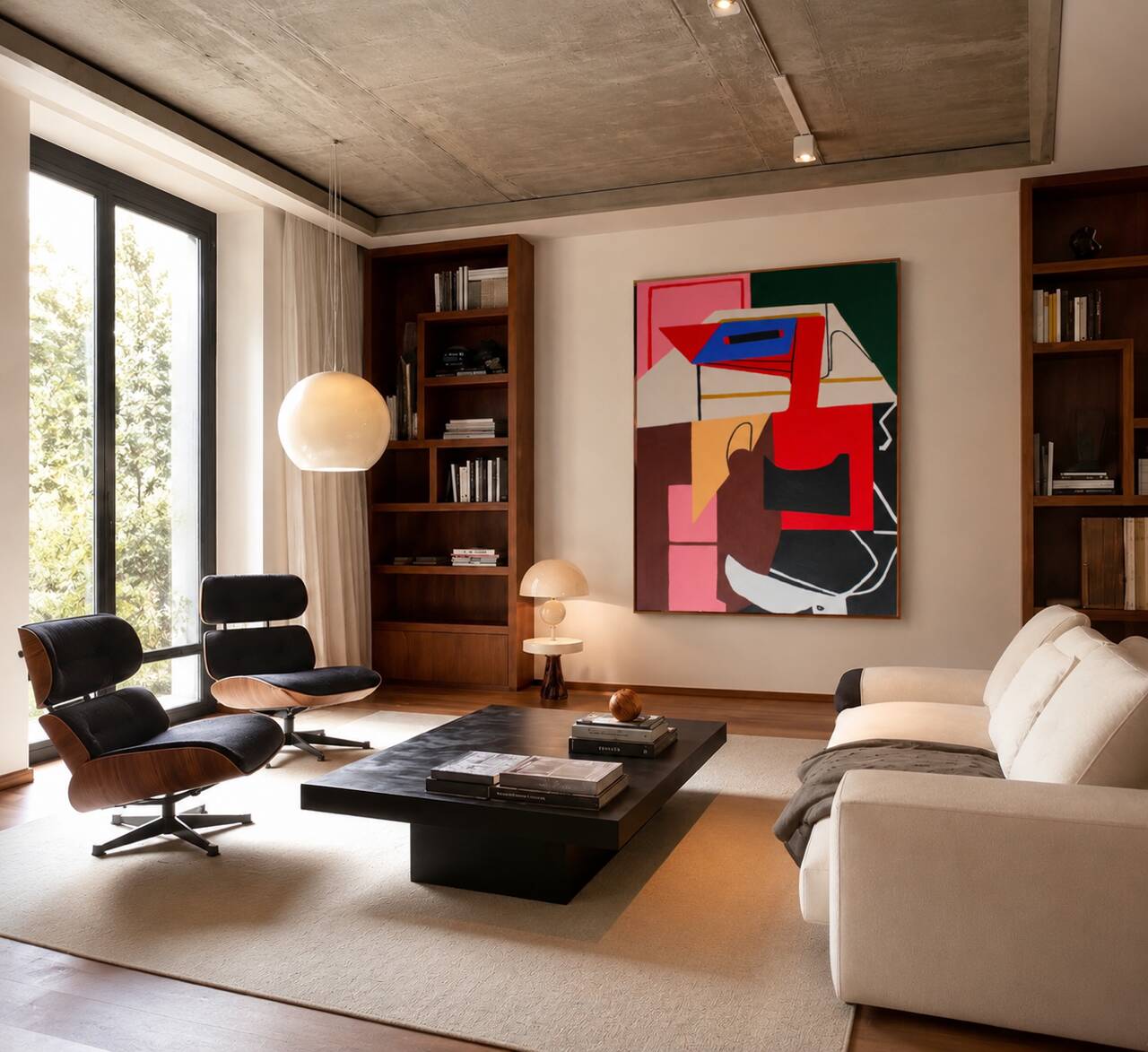 Signed colourful geometric abstract art