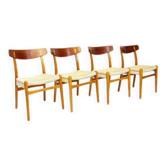 Quatre chaises CH-23 vintage des années 1950 par Hans Wegner