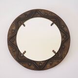 Decorative mirror in wood and gold metal