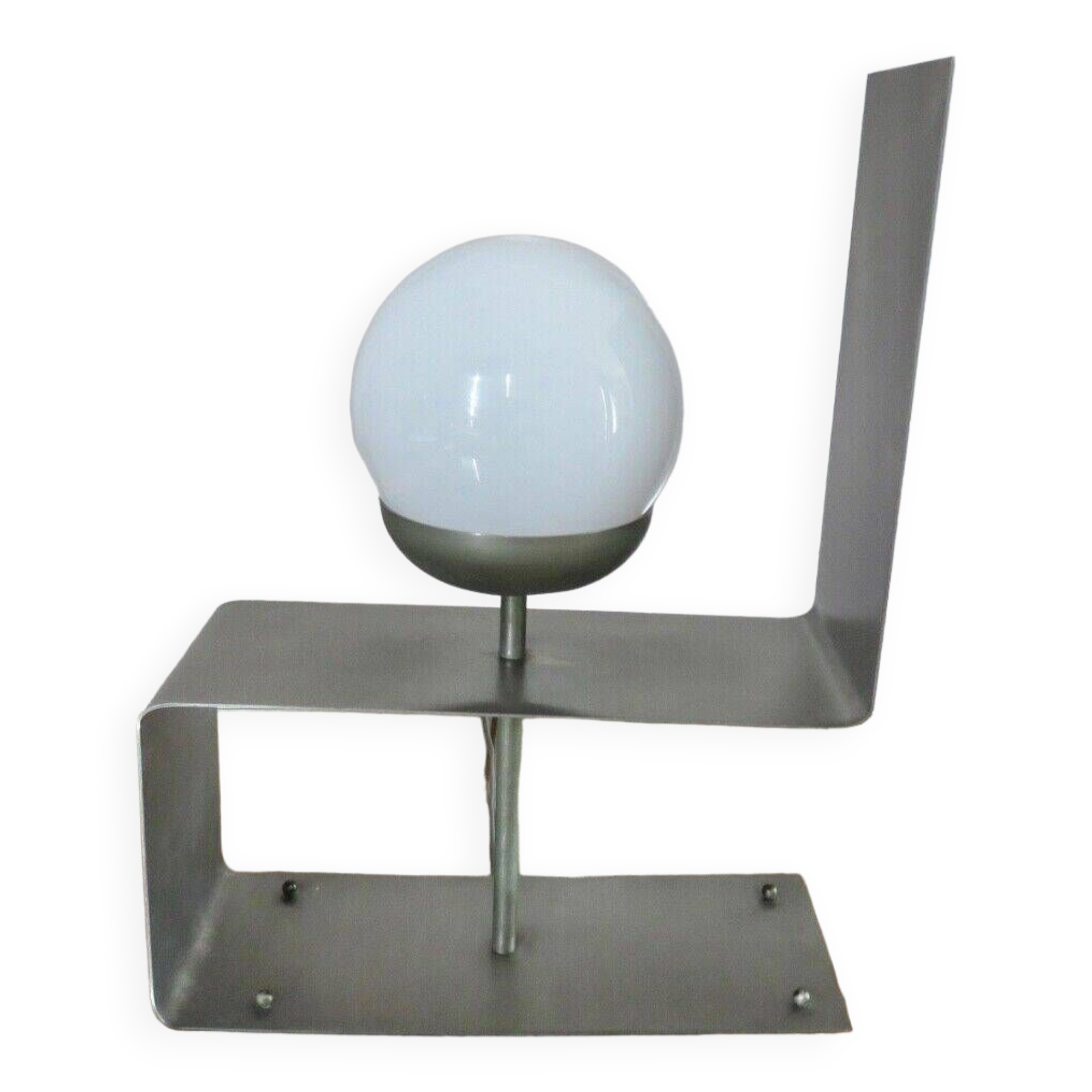 "uginox" lamp in folded, brushed and satin steel 1970