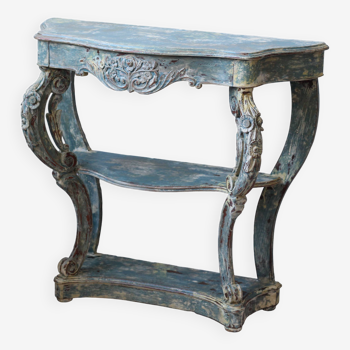 Old patinated half moon console Napoleon 3