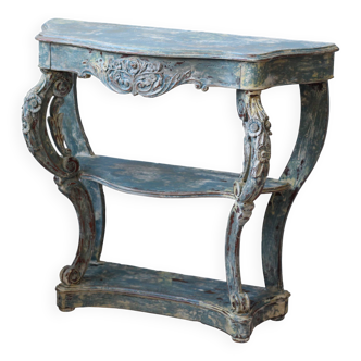 Old patinated half moon console Napoleon 3