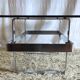Designer coffee table in chrome metal and smoked glass - 70s/80s