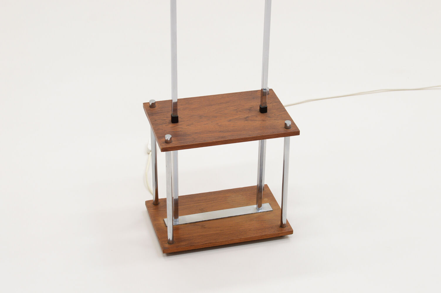 Double shade teak and chrome floor lamp, 60s.