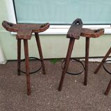 set of 4 bar stool - Rustic - Bois Fer