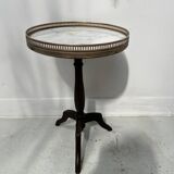 Louis XVI style pedestal table, beech and marble end table