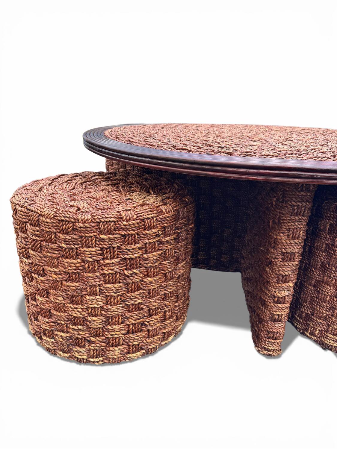 Coffee table and 4 stools in the style of Audoux & Minet.