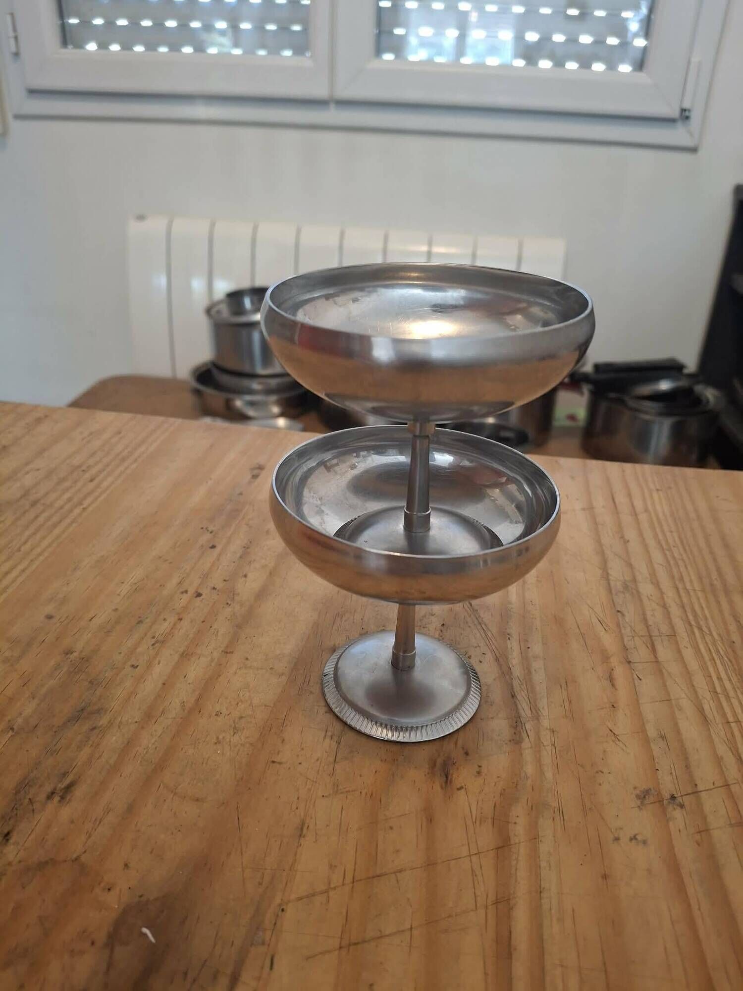 Set of 2 stainless steel ice cream bowls 18-10 Létang and Rémy