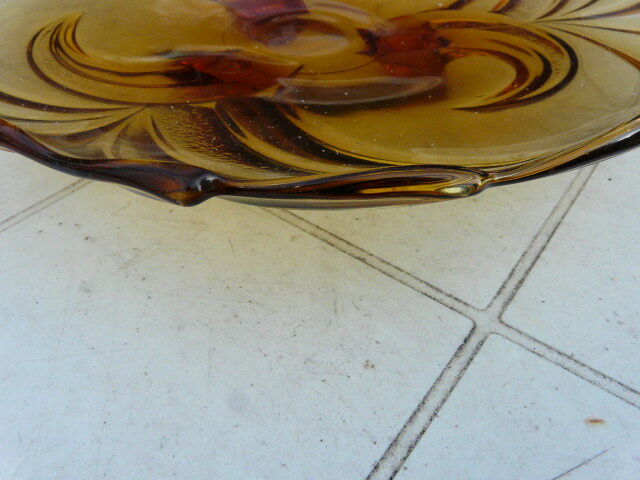 Empty cup tripod pocket in yellow smoked pressed glass