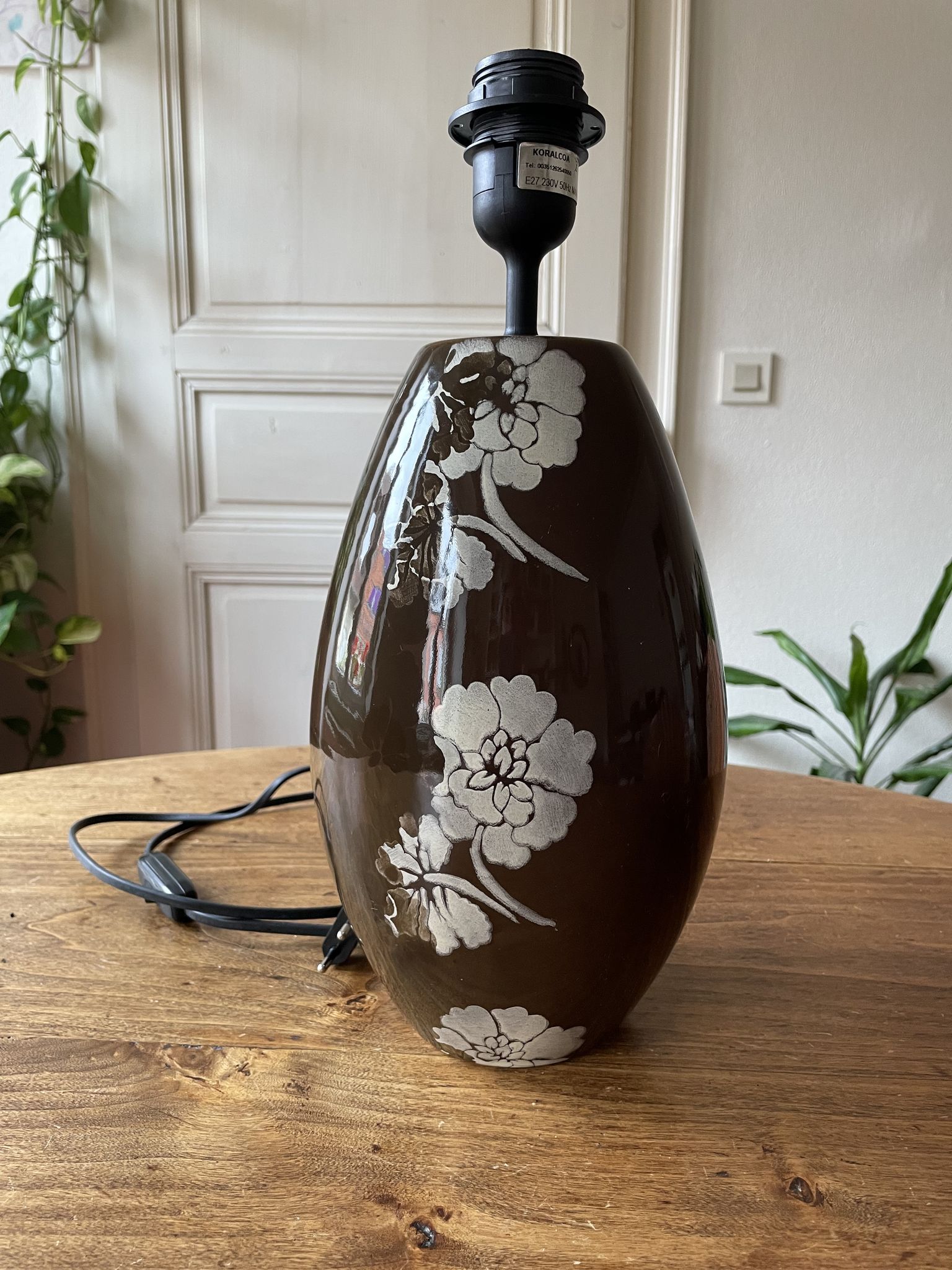 Large Koralcoa table lamp base, in ceramic