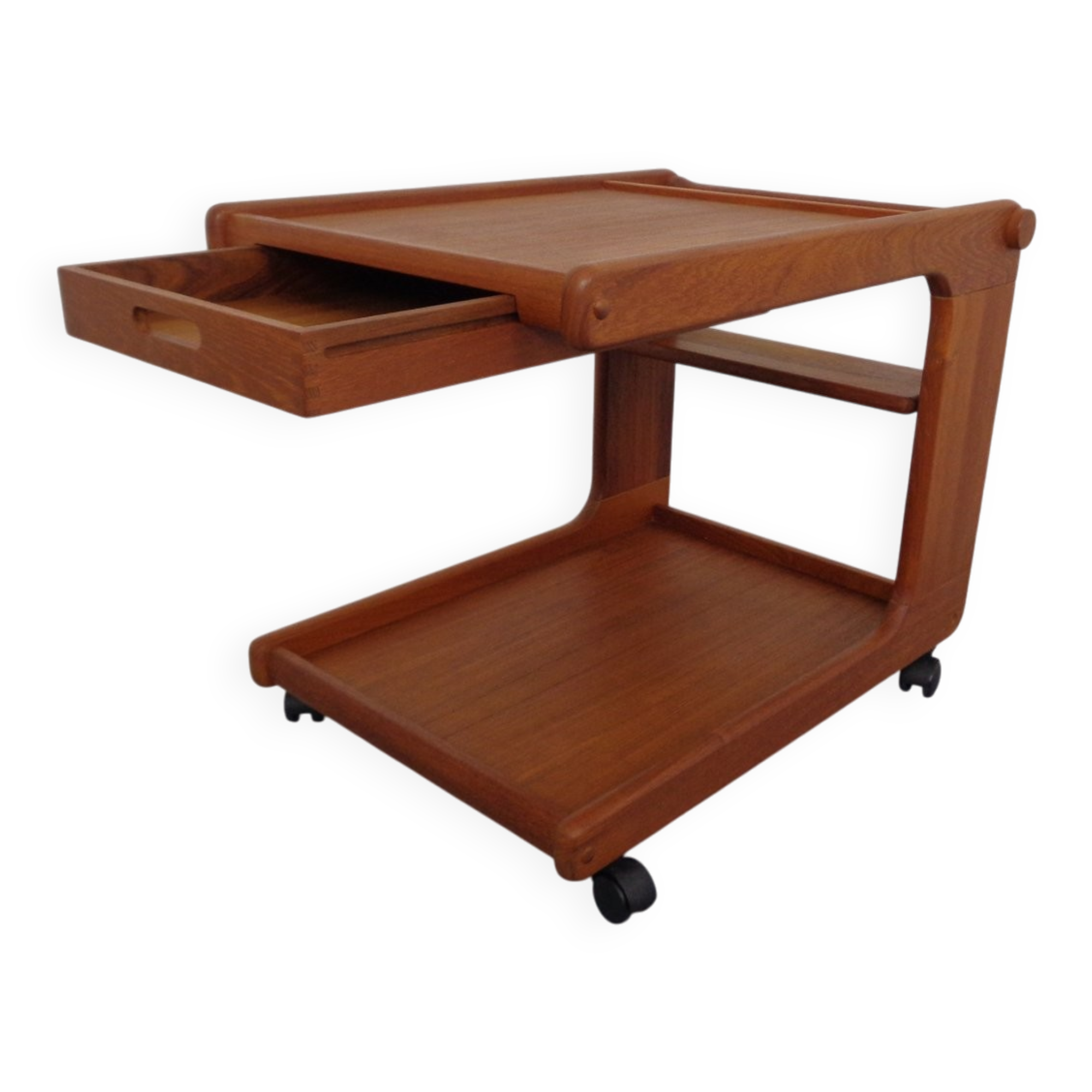 Large Rollable Teak Bar Cart, 1960s