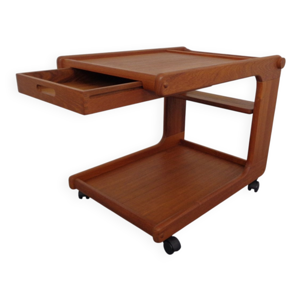 Large Rollable Teak Bar Cart, 1960s