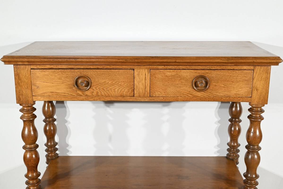 Desserte à hauteur d’appui, console en chêne, style Louis Philippe, 2ème partie du XIXème s.