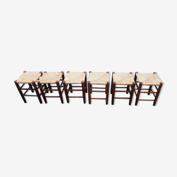 Set of 6 straw stools