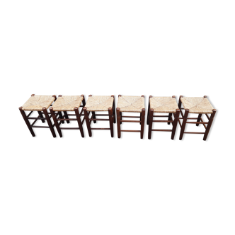 Lot de 6 tabourets paille
