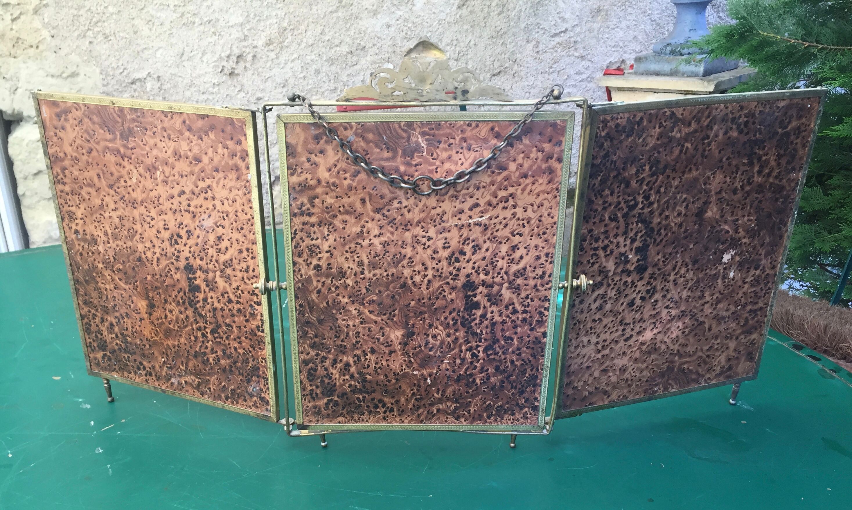 Triptych mirror with pediment around 1900 - 30,5 x 24,5 cm