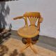 fauteuil tournant bois et cannage, vintage