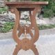 Lyre leg table in natural wood, one drawer, vintage