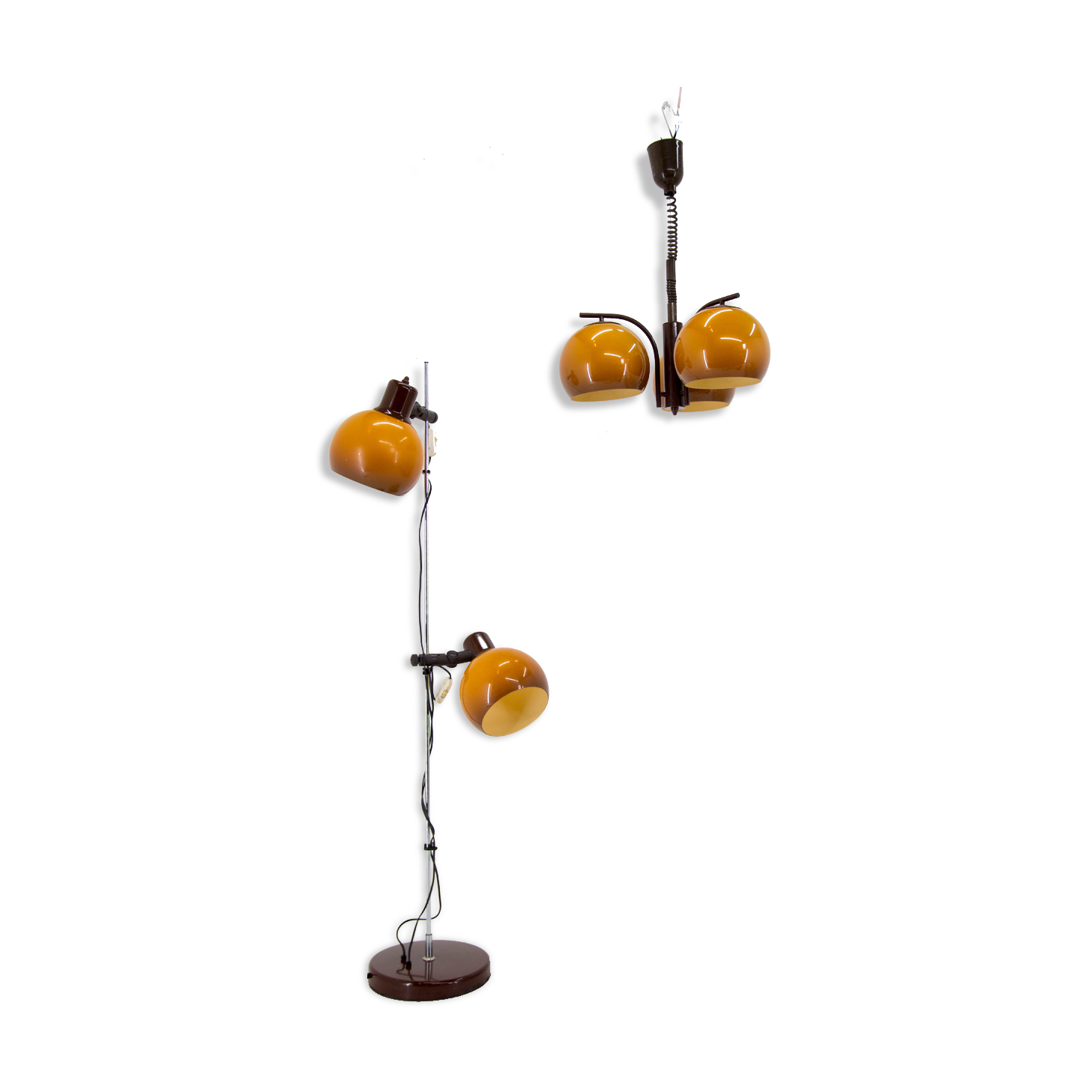 Set of floor lamp and chandelier, hungary, 1960s