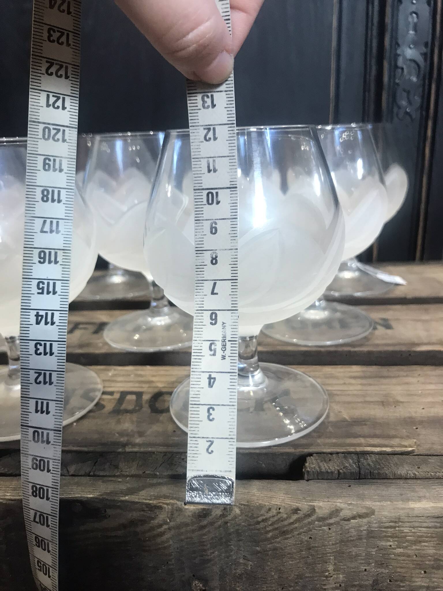 9 Arques crystal cognac glasses, Florence model