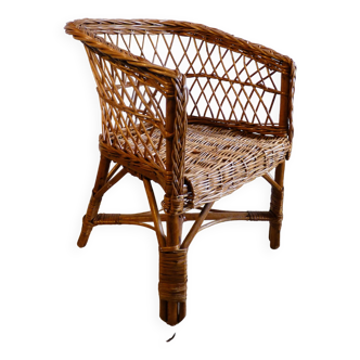 Vintage squared wicker children's chair