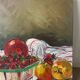 Still life with fruits and strawberries, oil on canvas signed Odile Julien.