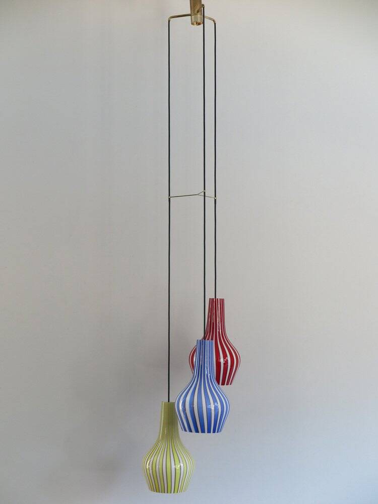 Italian Glass Pendant Lamp by Flavio Poli for Seguso Vetri Darte, 1950s