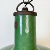 Grande Lampe à Suspension Industrielle en Émail Vert de Revo, 1940s