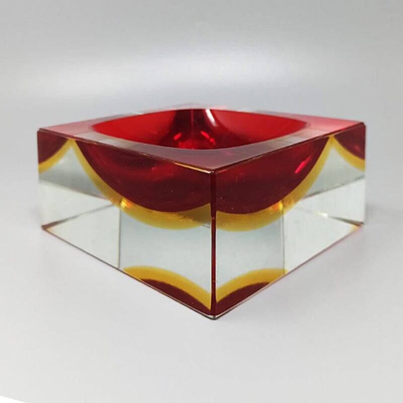 1960s Mid-Century Modern Flavio Poli for Seguso Sommerso Murano Glass Bowl