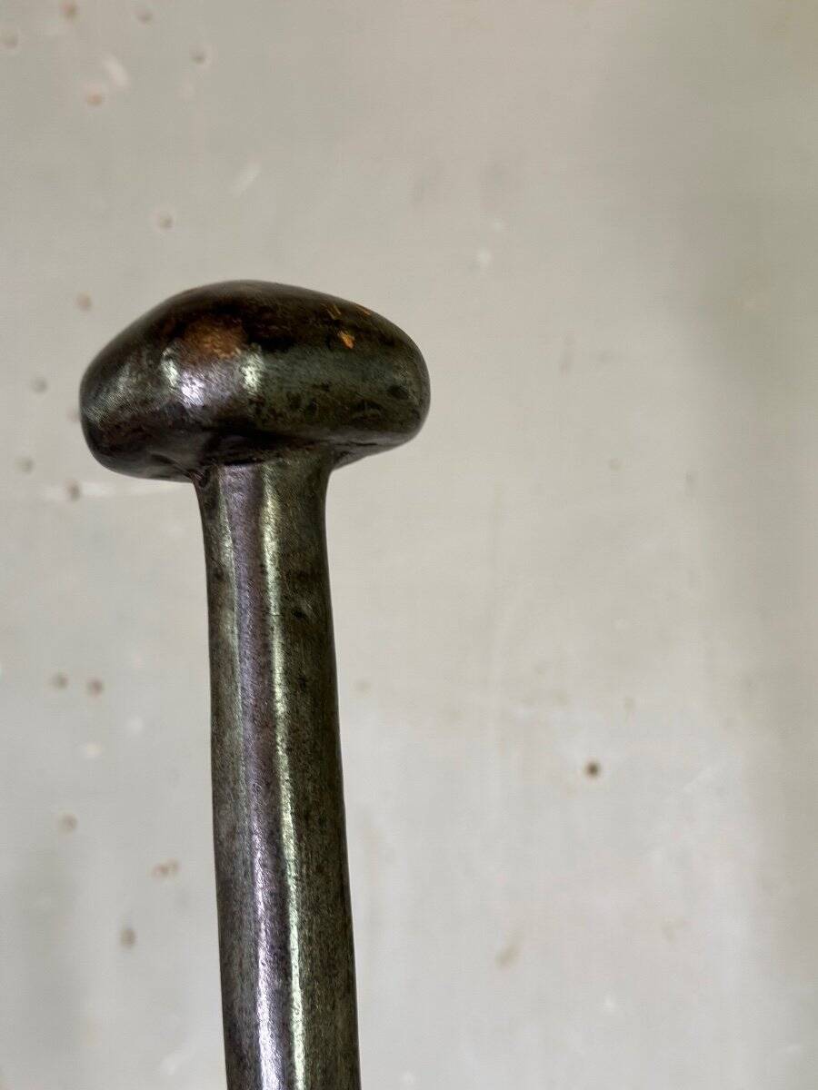 Pair of wrought iron candlesticks, 18th century