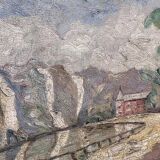 Mid 20th Century Landscape Oil Painting of Crater Lake