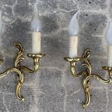 Pair of baroque gilt bronze wall lamps