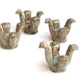 Set de 4 coquetiers " poule " en grès de Jean Lerat, années 60
