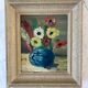 Painting still life bouquet flowers framed 50s