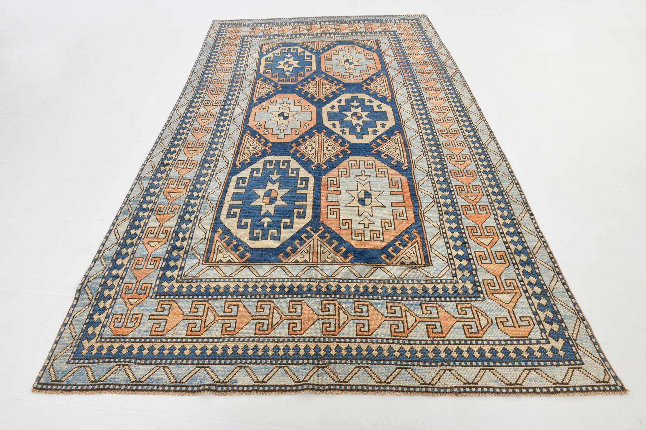 6x11 Unique Handmade Blue Persian Rug, 188x328Cm