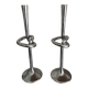 Pair of large kare design cast aluminum candlesticks