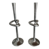 Paire de grands chandeliers kare design en fonte d’aluminium
