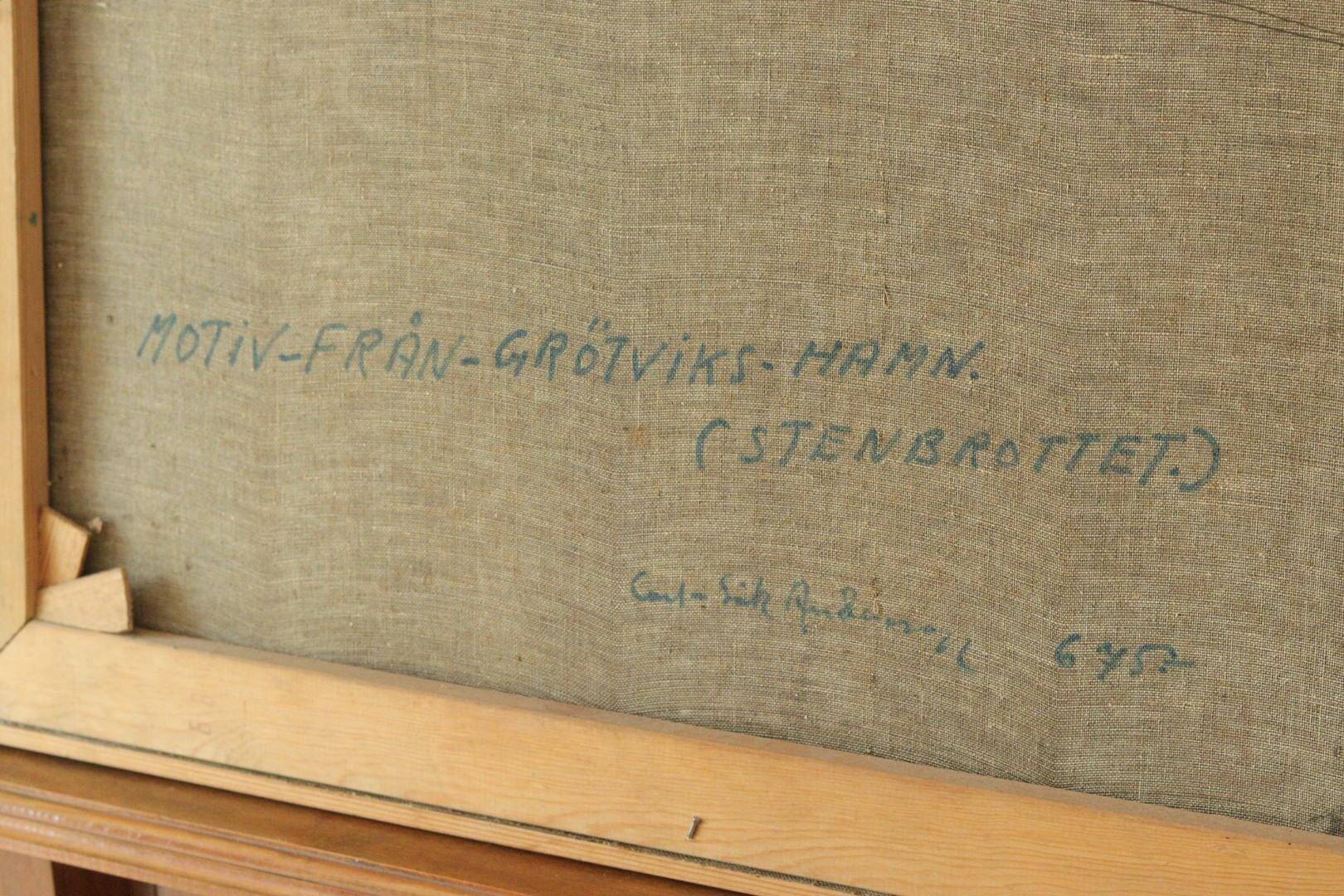 Oil on Swedish canvas "Grötviks Hamn Quarry", Carl-Erik Andersson