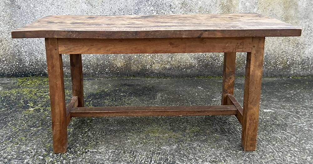 Farmhouse coffee table, solid oak, vintage, early 20th century.