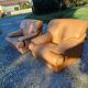 Paire de Fauteuils Vintage en Skai Marron Clair