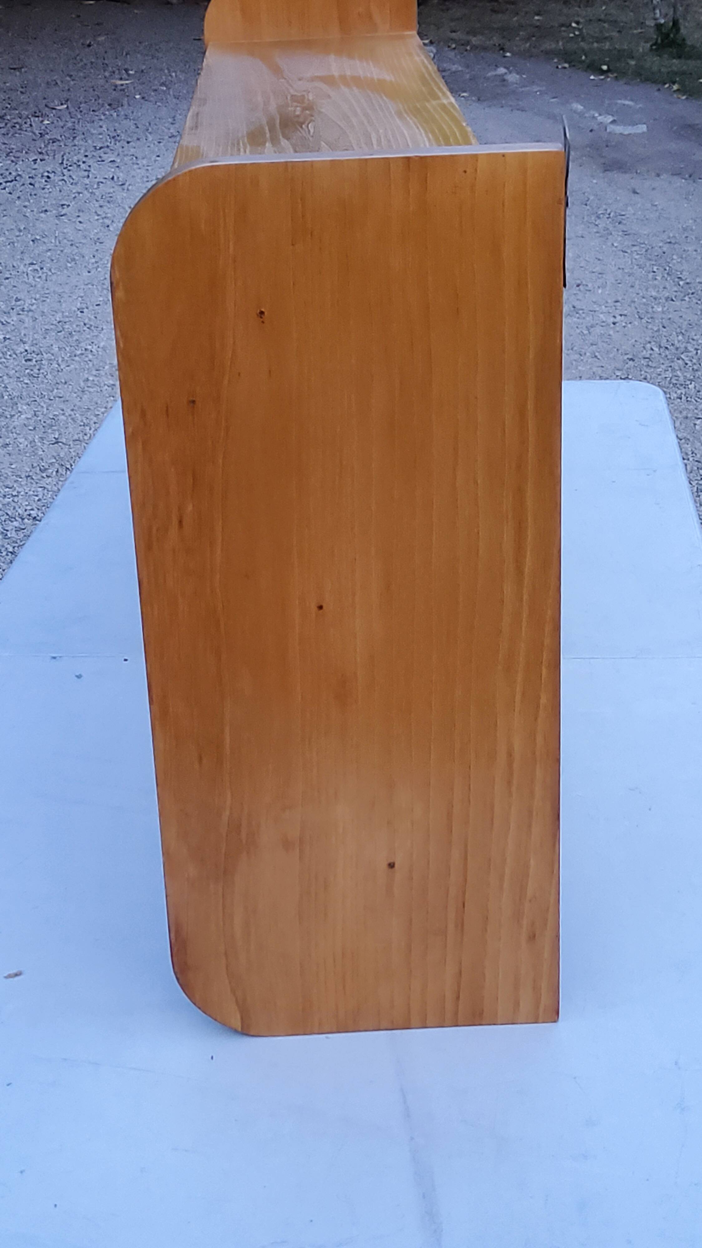 Double wall shelf in solid blond oak from the 1950s