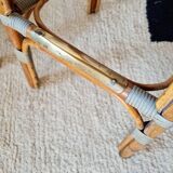 Vintage Gaty bar stools in two-tone rattan and caning.