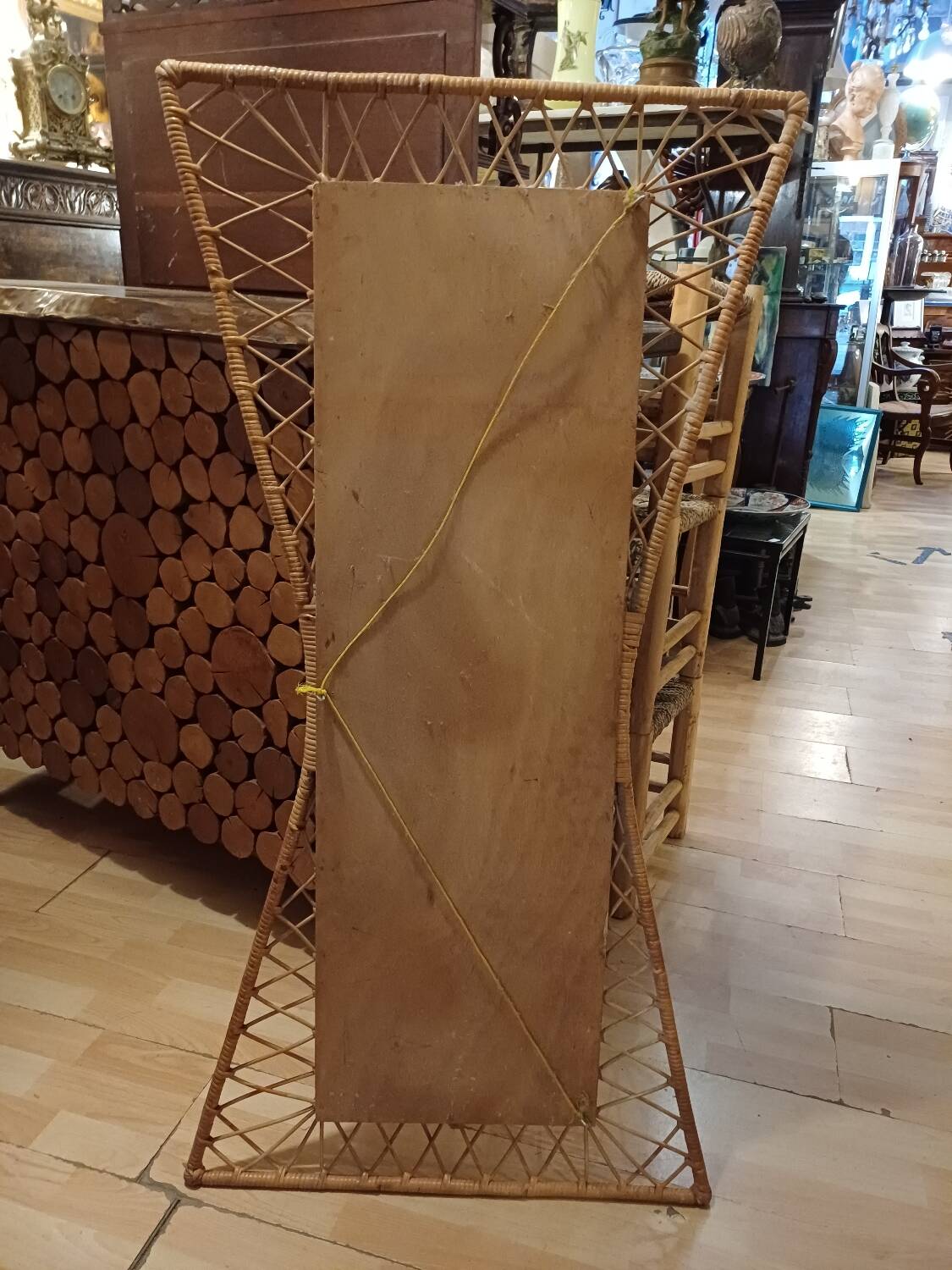 Large and unusual rattan mirror from the 1960s